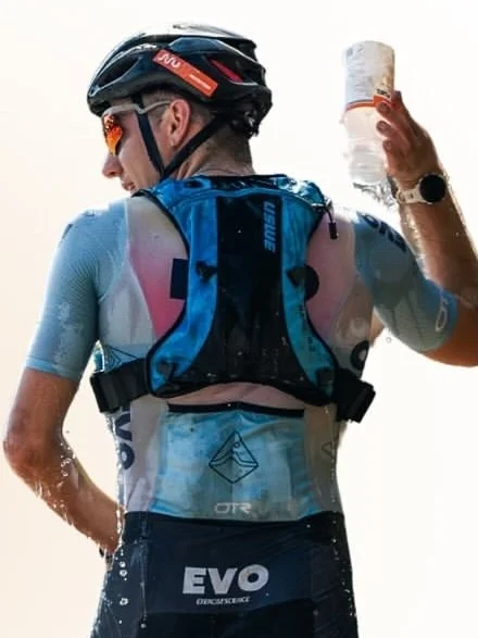 Ian cooling off with water during the Cape Epic