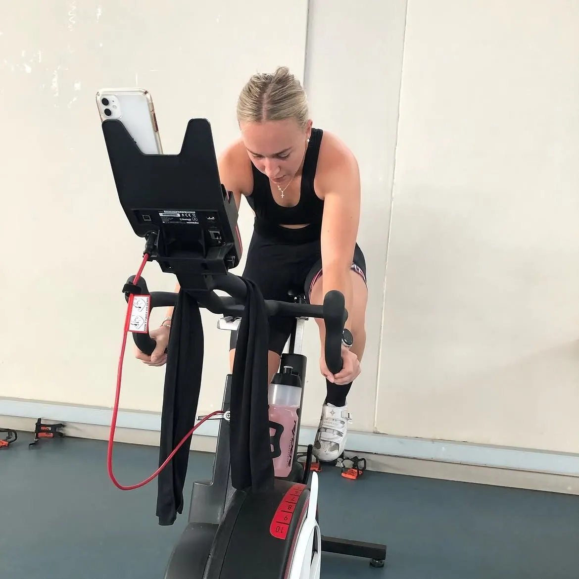Athlete riding a Wattbike during a lab performance test